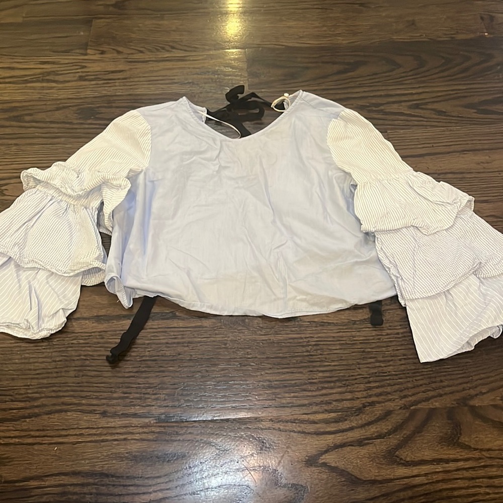 blue zara blouse